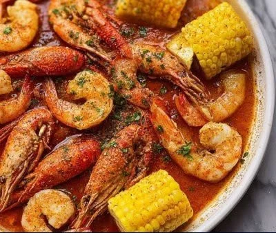 Delicious seafood Cajun boil recipe with shrimp, crab, and spices.