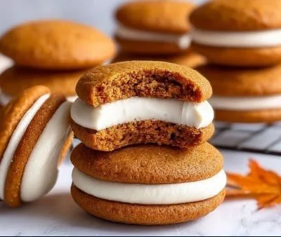 Delicious Sourdough Pumpkin Whoopie Pie served on a rustic plate