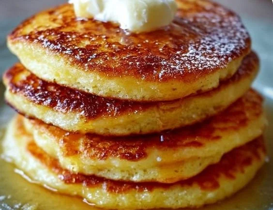 Southern Cornmeal Hoecakes served with butter and syrup