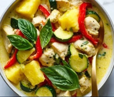 Delicious Thai Pineapple Curry served in a bowl with vibrant colors.