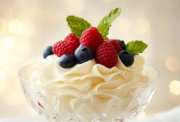 Trollkrem - a traditional Norwegian dessert made from whipped cloudberries