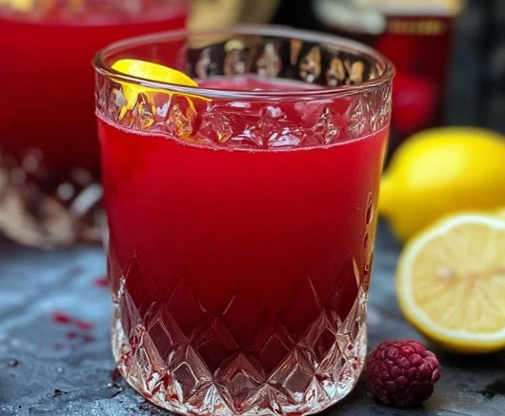 Vampire's Blood Lemonade drink in a spooky setting