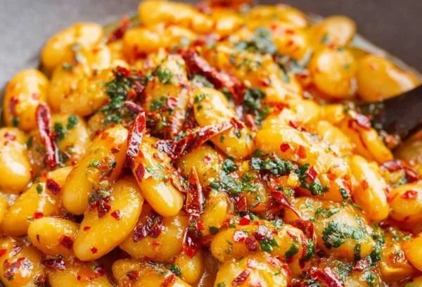 Delicious Zesty Butter Beans served in a bowl with fresh herbs and spices