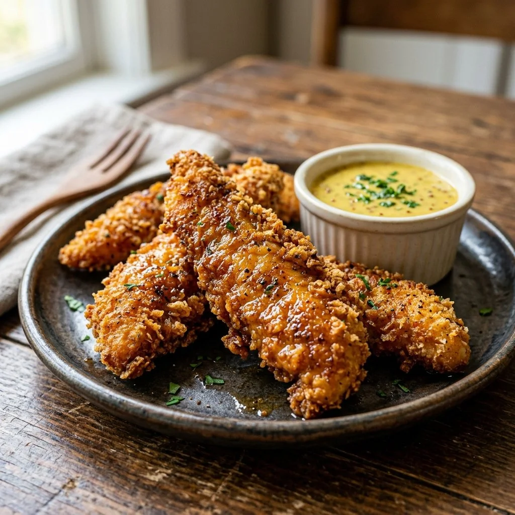 Deliciously crispy Air Fryer Chicken Tenders served on a plate