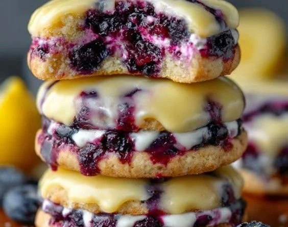 Blueberry Lemon Cookies arranged on a plate, showcasing their deliciousness.