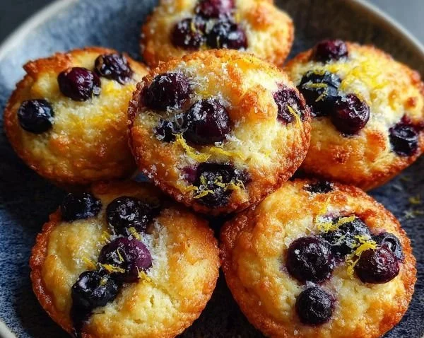 Blueberry muffins with cottage cheese on a plate