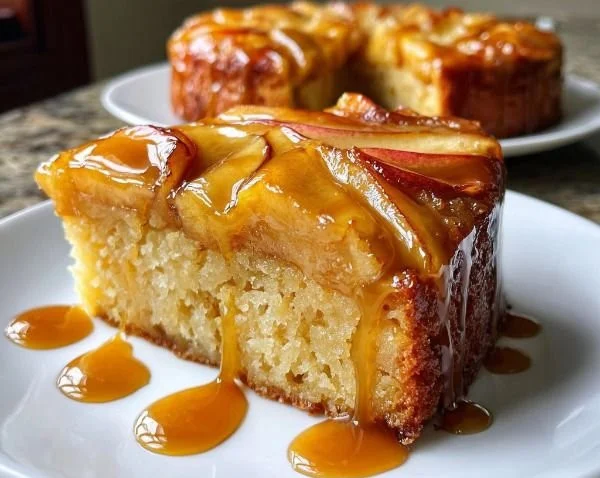 Delicious Caramel Apple Upside Down Cake ready to be served