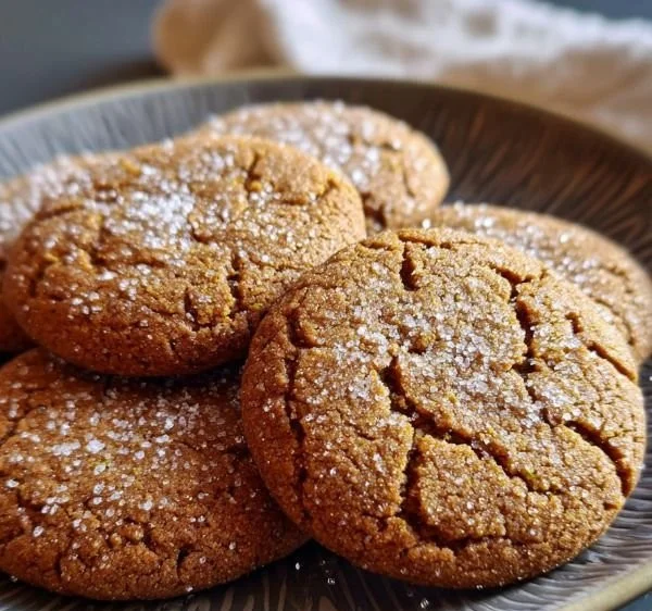 Cardamom spiced ginger cookies on a rustic wooden table