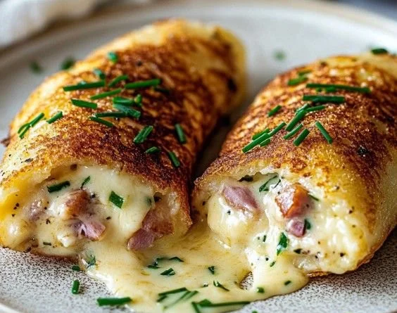 Deliciously cheesy Chicken Cordon Bleu on a plate with greenery