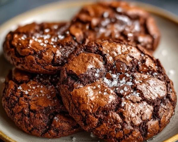 Delicious chocolate brownie cookies on a cooling rack.