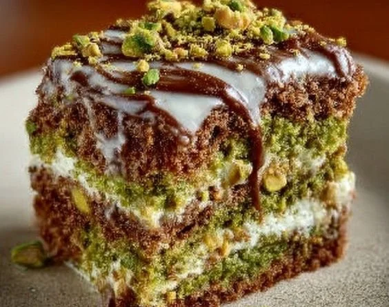 Decadent chocolate cake served in Dubai with rich frosting and garnishes.