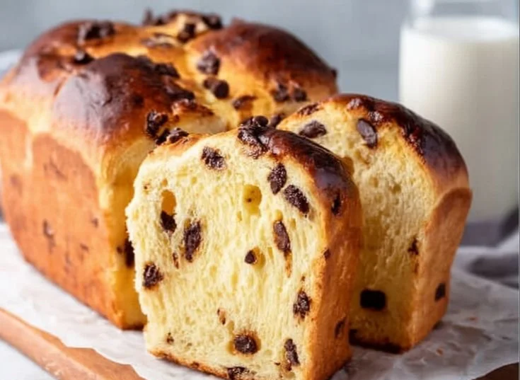 Chocolate Chip Vanilla Custard Brioches, a delicious dessert treat with chocolate chips