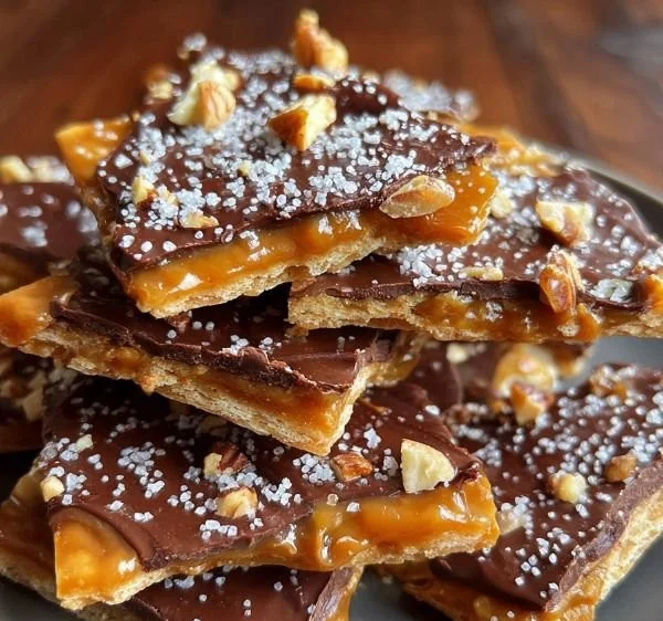 Delicious homemade Christmas Crack Saltine Toffee dessert for the holidays