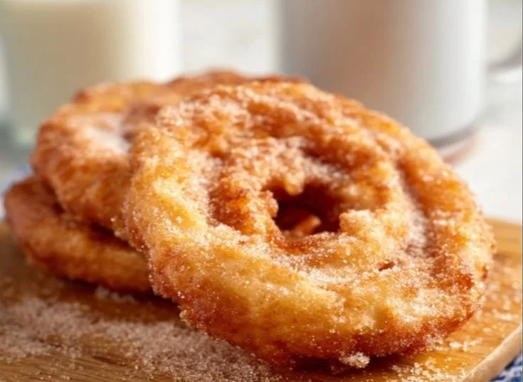Delicious cinnamon fried apple rings served on a plate