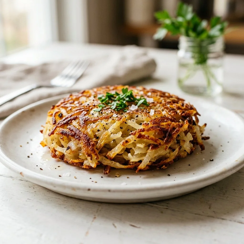 Crispy golden classic hash browns served on a plate.