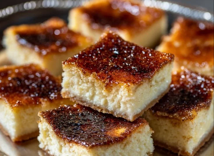 Delicious Crème Brûlée Cheesecake Bars ready to be enjoyed.