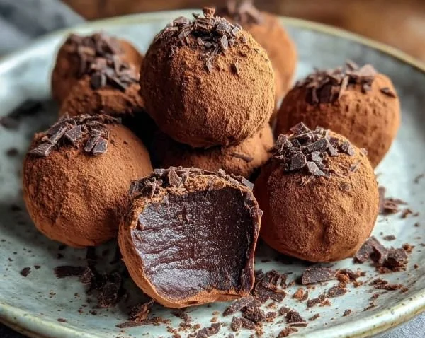 Dark chocolate espresso truffles with velvety ganache filling
