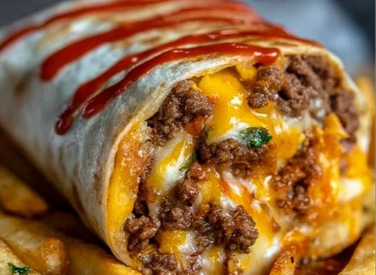 Delicious Dirty Fry Steak and Cheese Burritos wrapped and ready to enjoy.