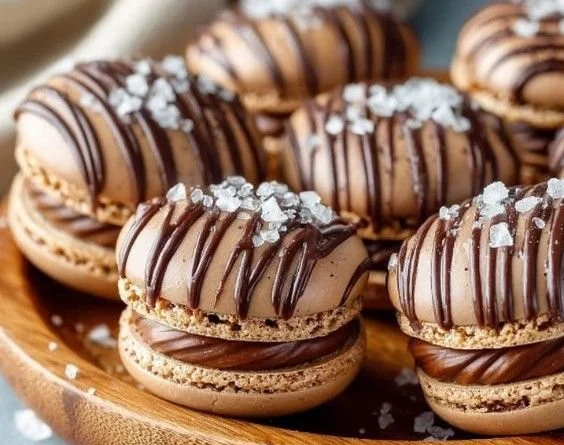 Elegant Ferrero Rocher Macarons with chocolate and hazelnut filling