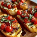 Grilled Bruschetta topped with Tuscan garlic and fresh tomatoes