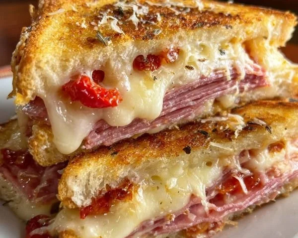 Delicious grilled cheese deli sandwich with melted cheese and toasted bread