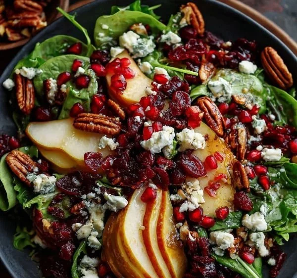 Healthy fall salad with seasonal vegetables and fruits for a nutritious meal