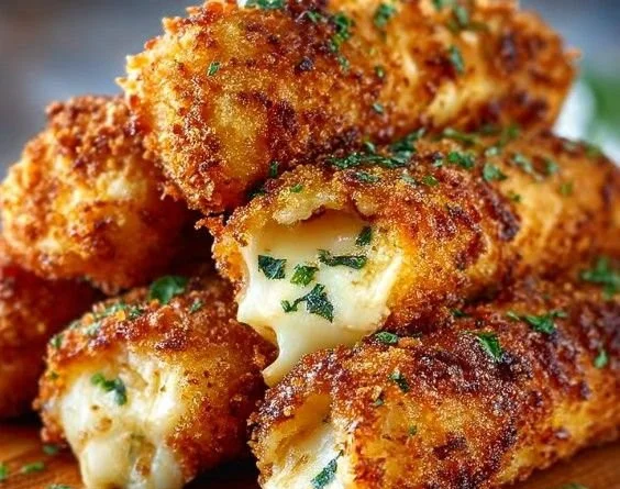 Delicious Hungarian Potato Cheese Sticks recipe with melted cheese and crispy texture.