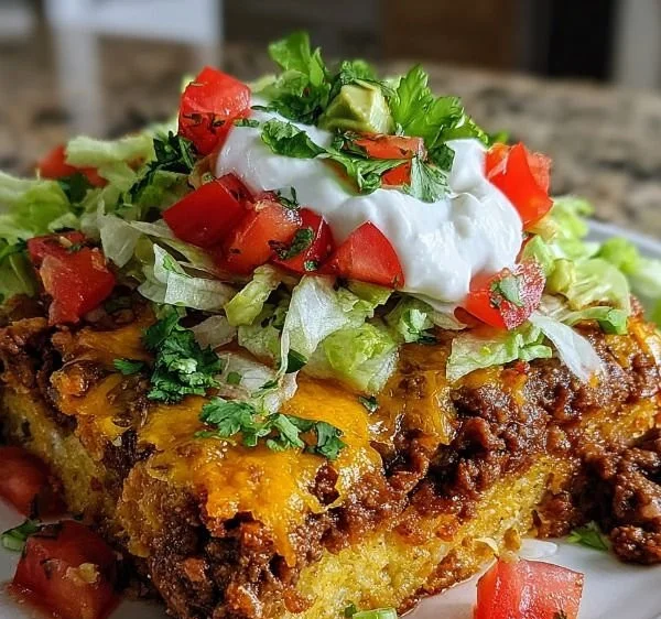 Delicious Keto Taco Casserole served in a dish with toppings