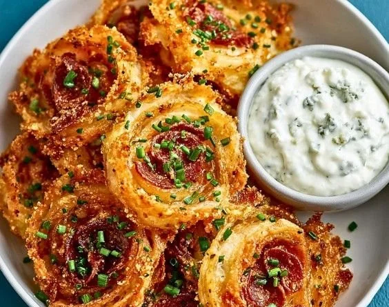 Crispy Parmesan Onion Ring Chips snack for a tasty treat