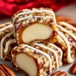 Pecan Log Roll dessert with nuts and nougat