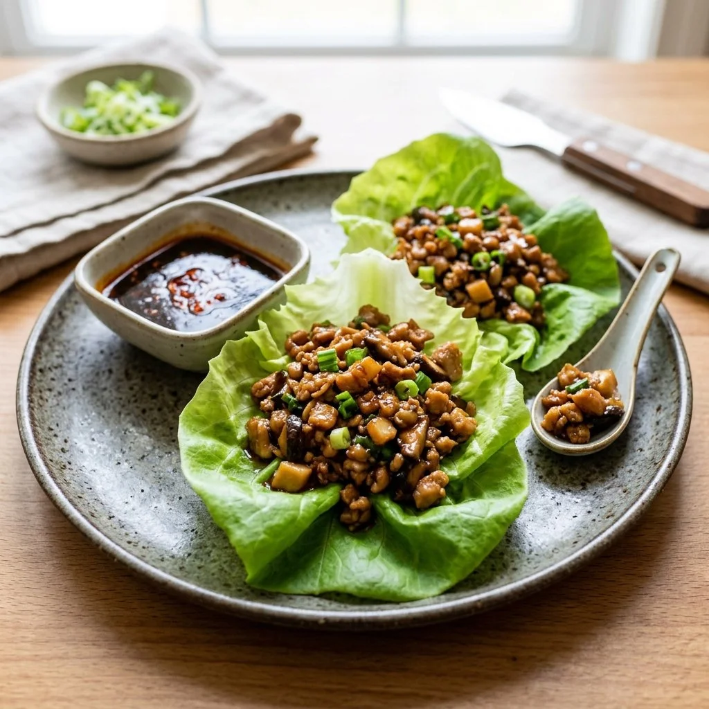 Delicious PF Chang's Chicken Lettuce Wraps served in fresh lettuce leaves