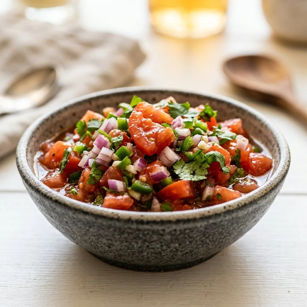 Fresh homemade salsa recipe with vibrant tomatoes and herbs