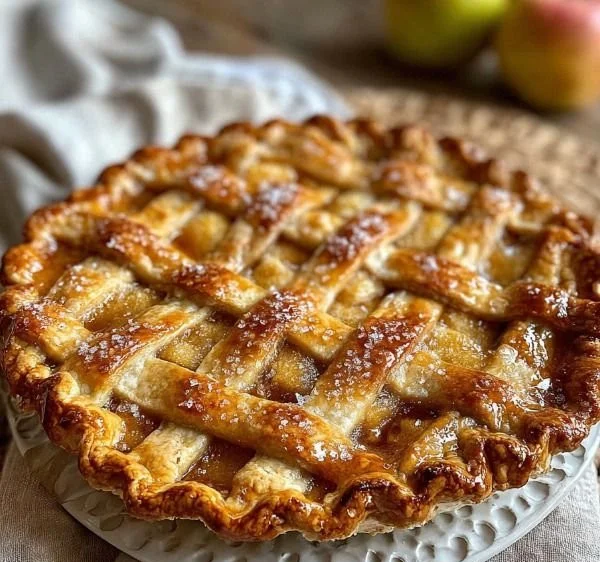 Delicious salted whiskey honey pie served in a pie dish
