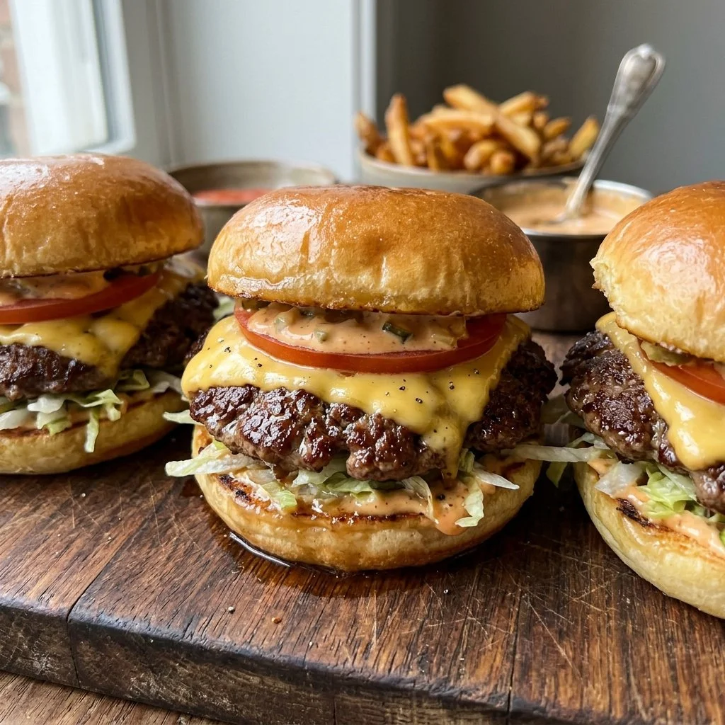 Delicious Smash Burger Sliders served on a platter