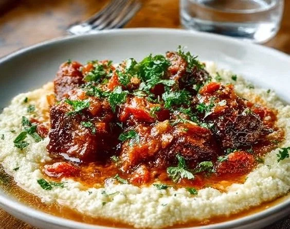 Turkish lamb and eggplant casserole served in a baking dish