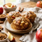Freshly baked apple cinnamon muffins cooling on a wire rack