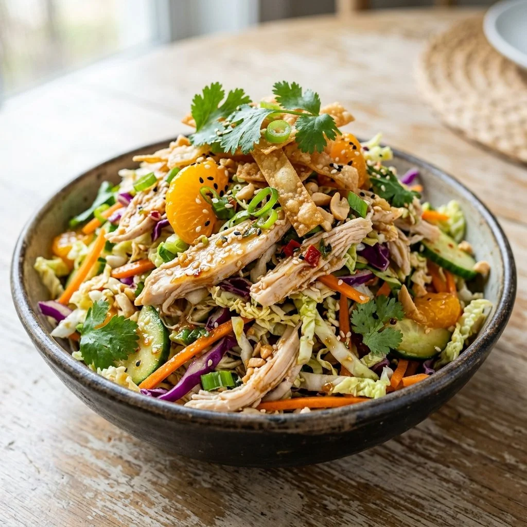 Delicious Asian Chicken Salad with fresh vegetables and flavorful dressing