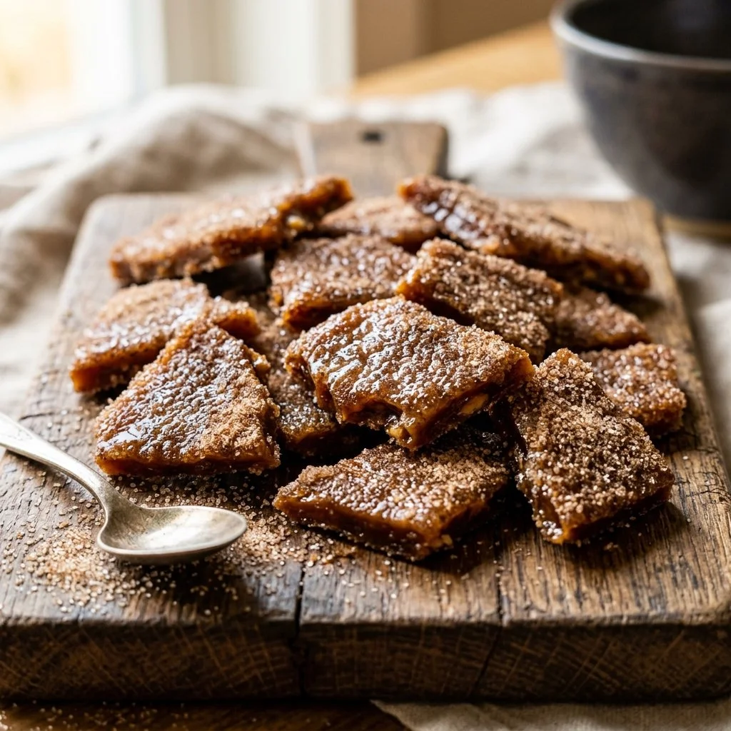 Delicious churro toffee featuring cinnamon sugar and a rich buttery flavor.