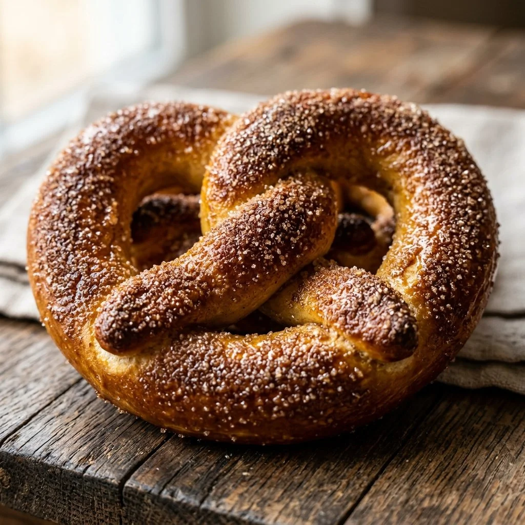 Freshly baked Cinnamon Sugar Pretzels with a sweet coating