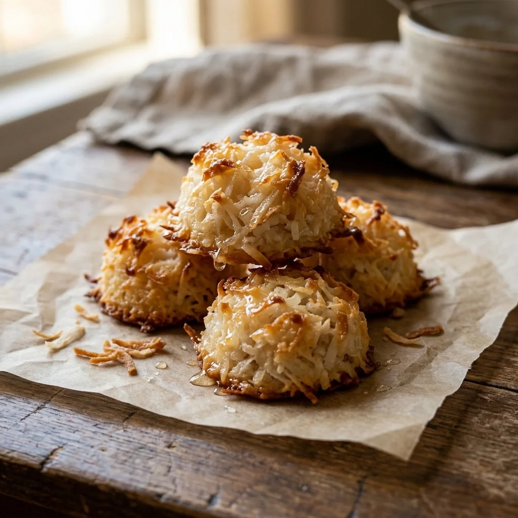 Delicious homemade coconut macaroons on a plate