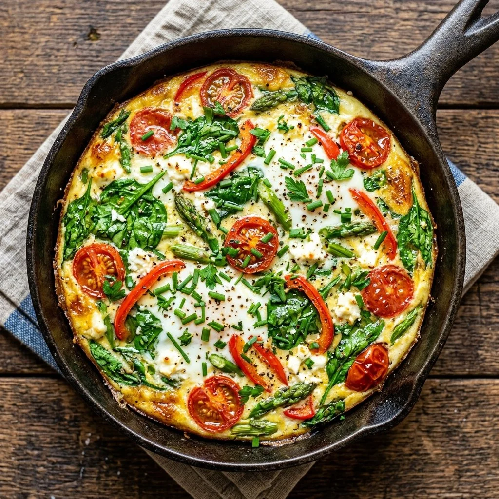 Healthy Egg White Frittata served with fresh vegetables