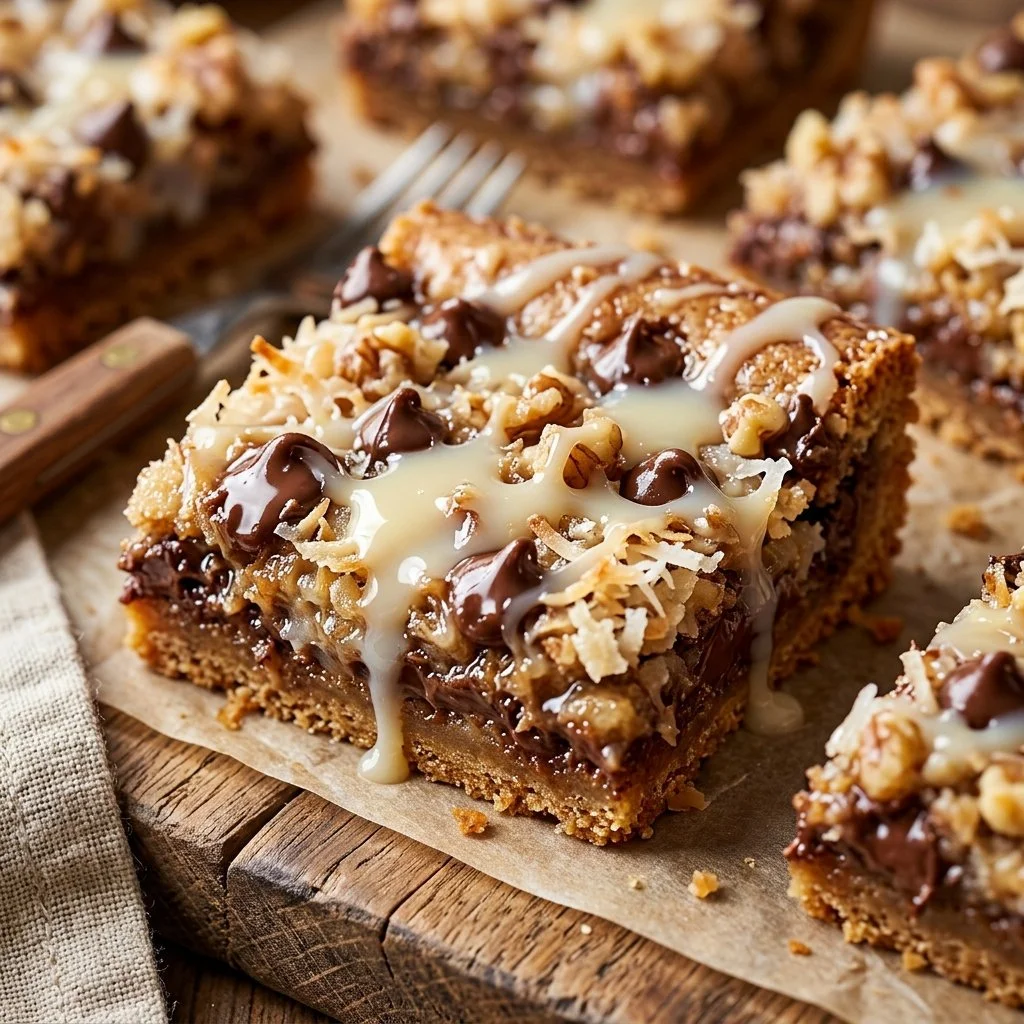 Delicious homemade Magic Cookie Bars with layers of chocolate and coconut