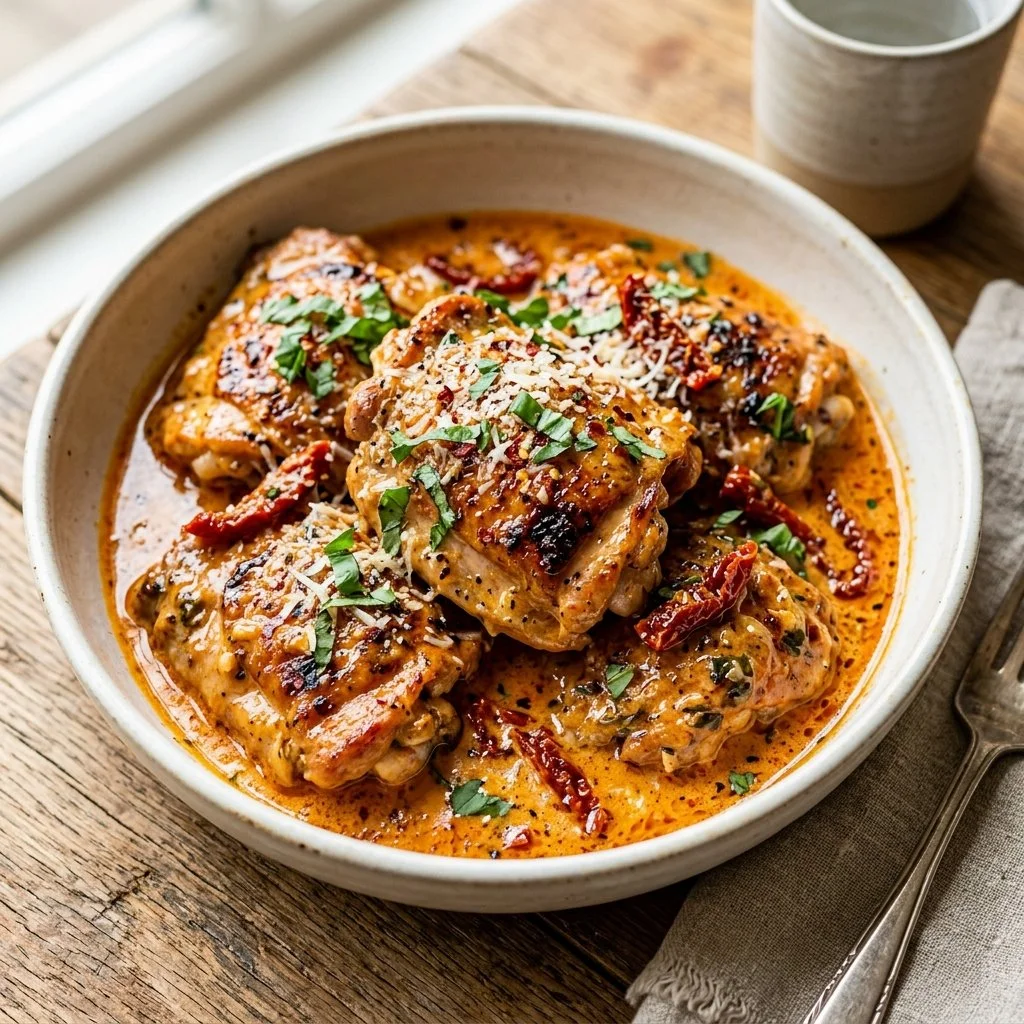 Delicious Marry Me Chicken served on a plate with herbs and sauce