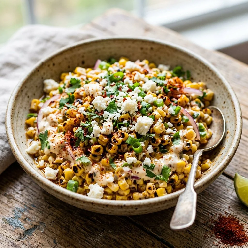 Delicious Mexican street corn salad with fresh ingredients and vibrant flavors