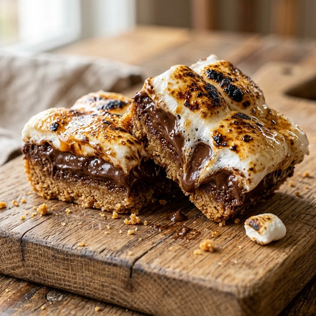 Delicious S'mores Bars made with chocolate, marshmallows, and graham crackers
