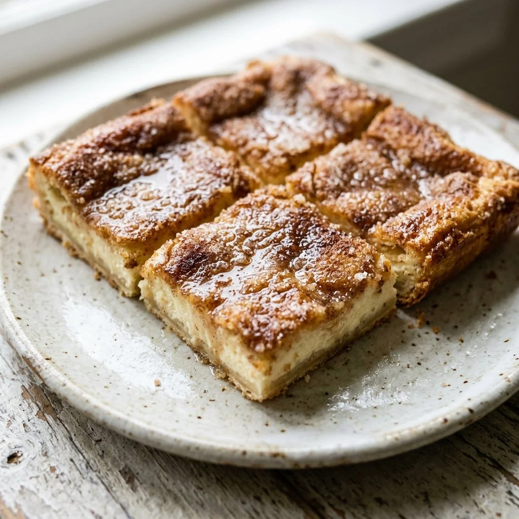 Delicious Sopapilla Cheesecake Bars topped with cinnamon sugar