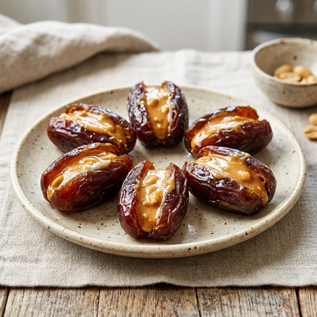 Stuffed dates with peanut butter for a healthy snack