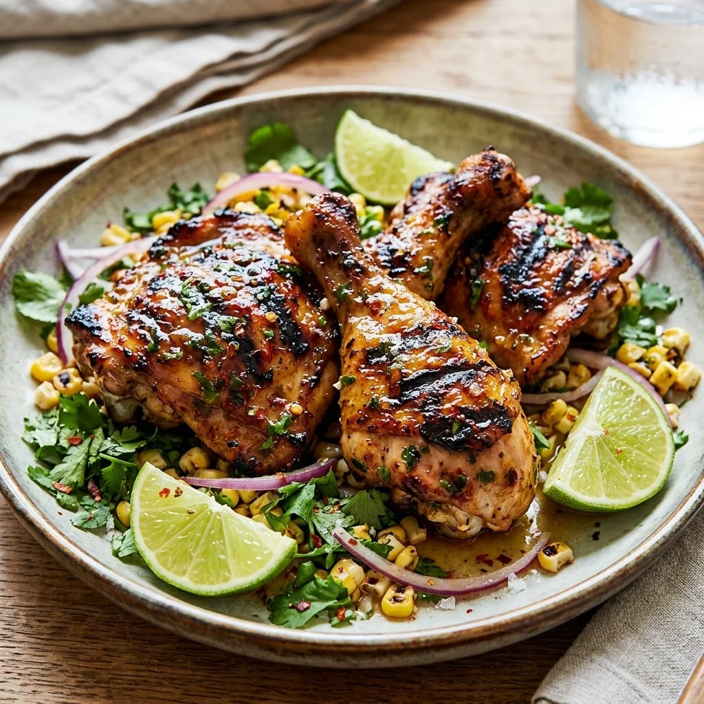 Delicious Tequila Lime Grilled Chicken served on a plate with fresh herbs