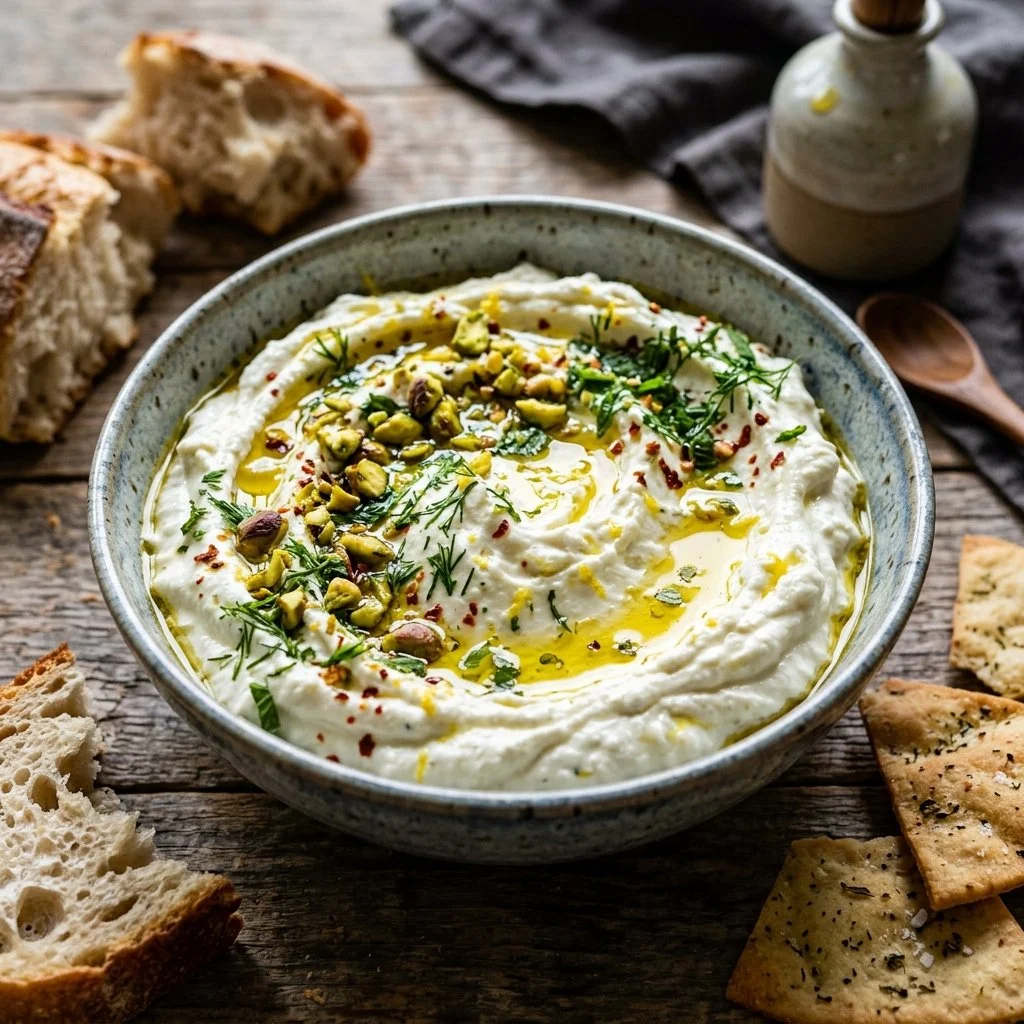 Delicious whipped feta dip served with fresh veggies