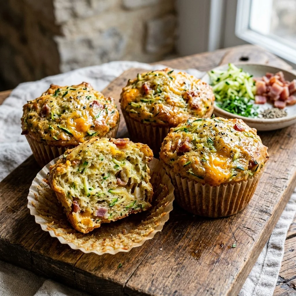 Delicious homemade zucchini breakfast muffins with fresh ingredients